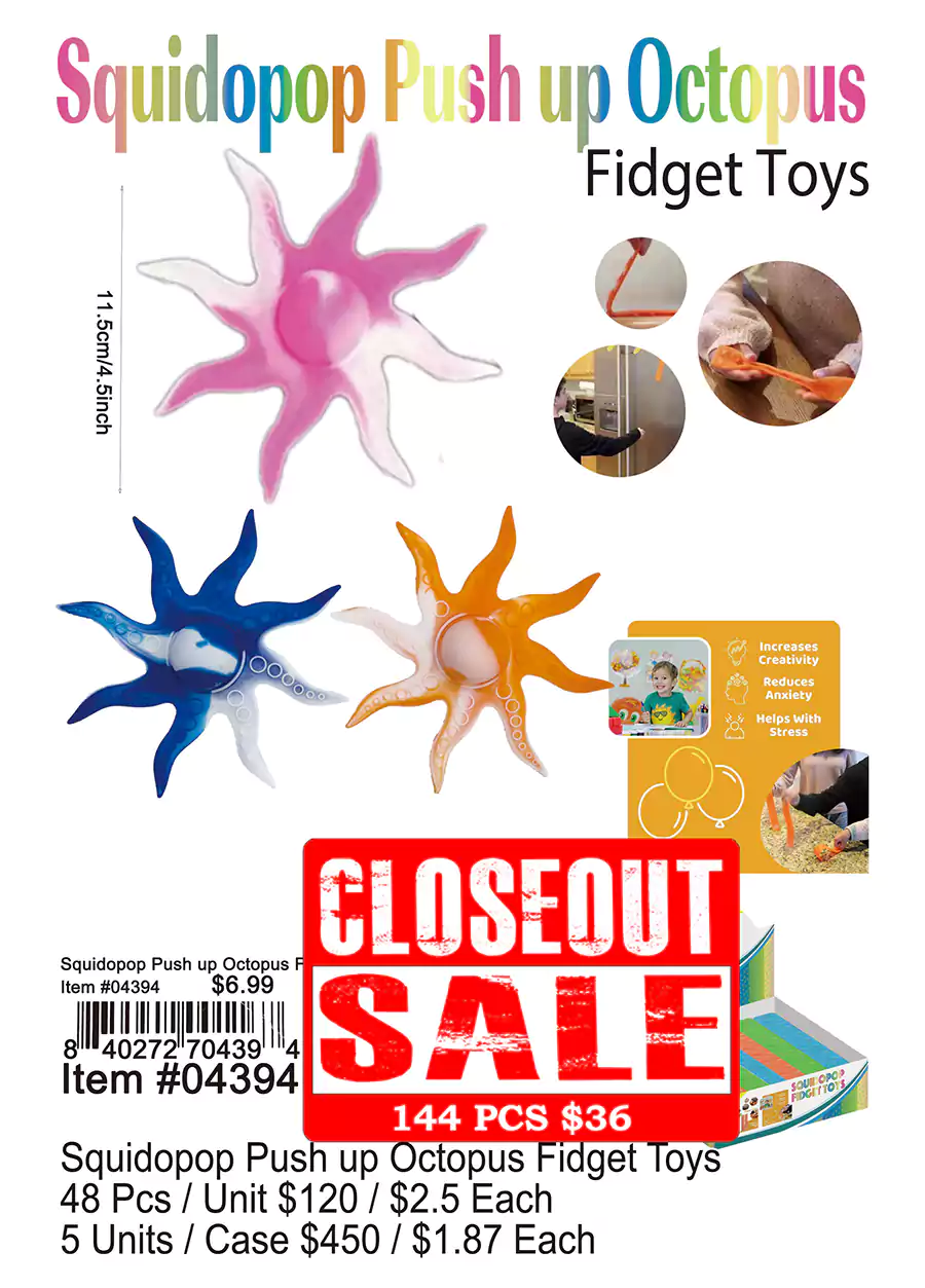 Squidopop Push Up Octopus Fidget Toys (CL)
